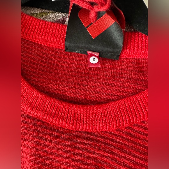 Happy Sheep Anthropology red small stripes sweater loose fit Size S - Picture 3 of 5